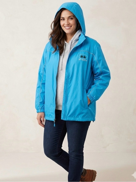 Jackets & Blazers - Women’s large Teal Hooded Rain Jacket Up North could be worn by a man too NWT